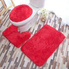 Xincheng Household Long Wool Solid Color Toilet Mat Three-Piece Carpet Floor Mat Bathroom Non-Slip Absorbent Door Mat