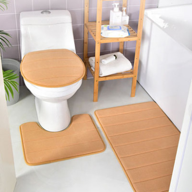 欣誠法蘭絨浴室馬桶三件套地毯衛生間防滑吸水地墊組合3件套