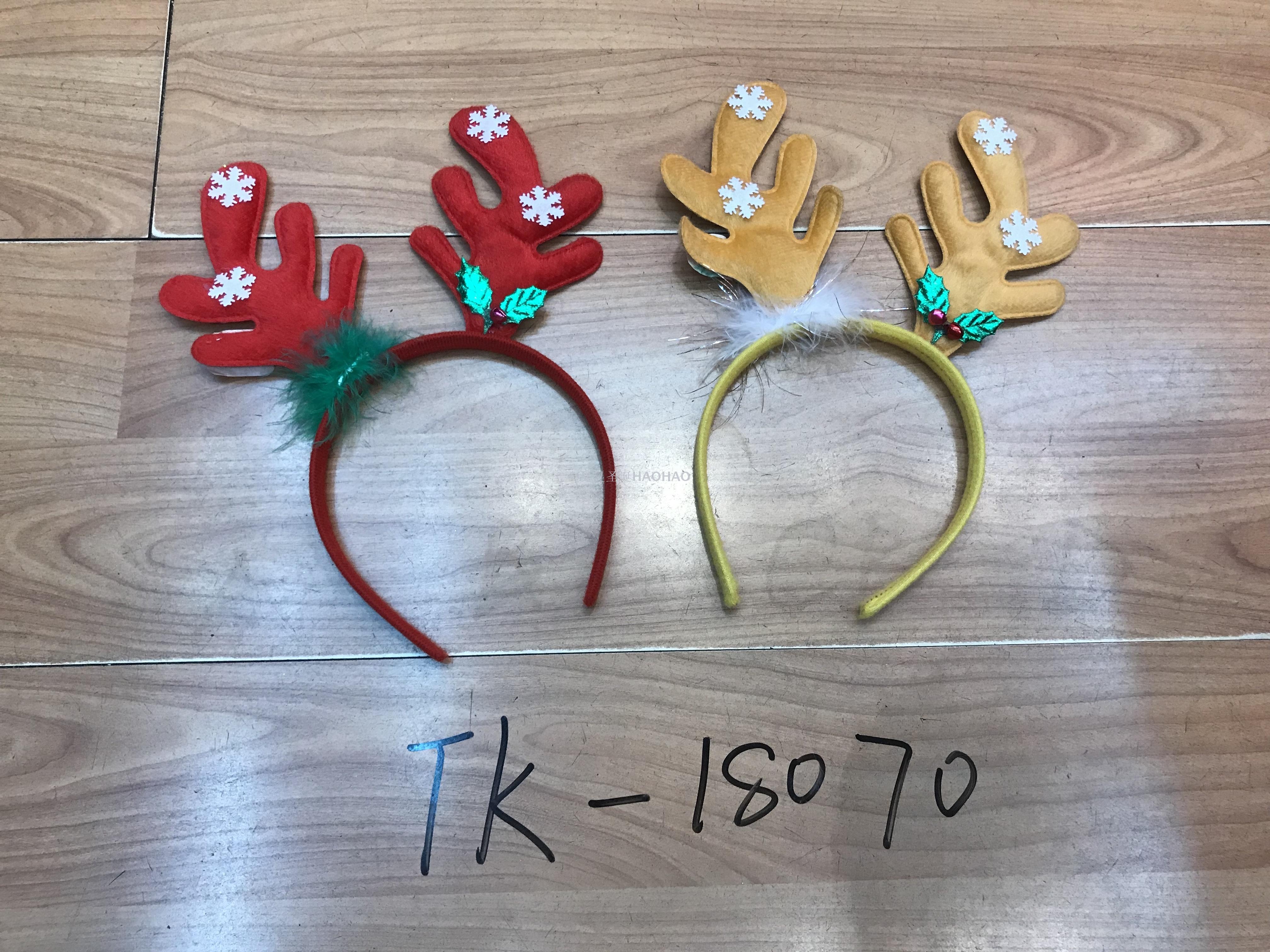 圣诞头扣金丝绒羽毛鹿角头扣成人儿童头扣派对用品圣诞厂家直销