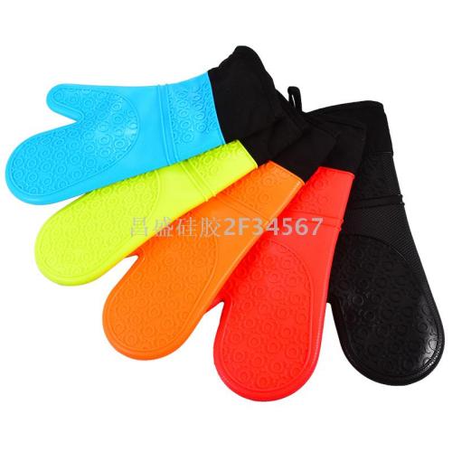 168G Kitchen Heat Insulation Gloves Oven Microwave Oven Lengthen and Thicken Silicone Gloves