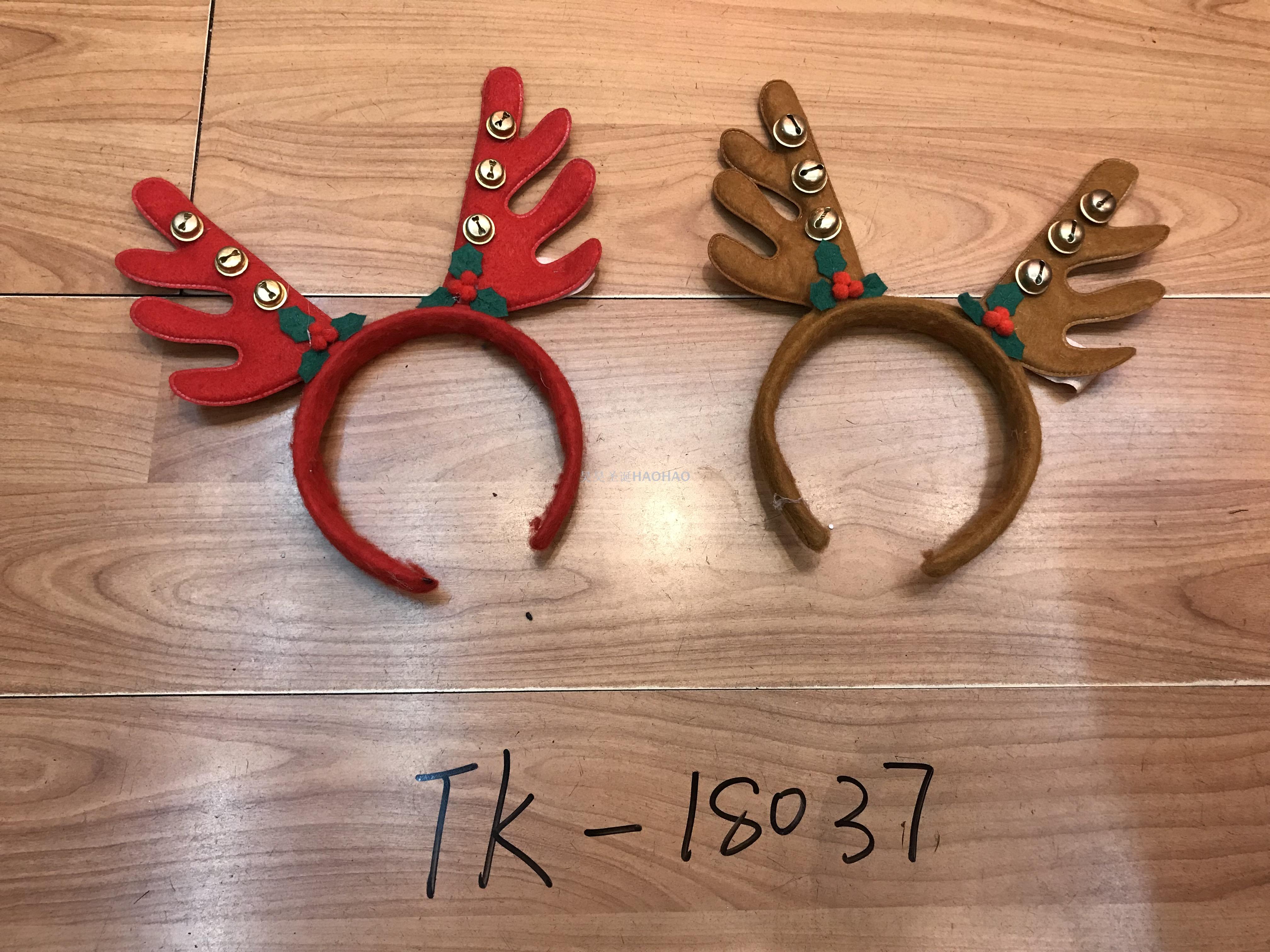 圣诞头扣带铃铛鹿角头扣成人儿童头扣派对用品圣诞厂家直销