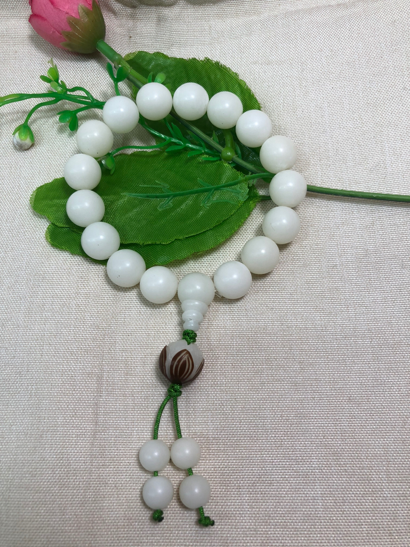 天然白菩提1.2圆珠吊莲花手珠佛珠手链饰品礼品