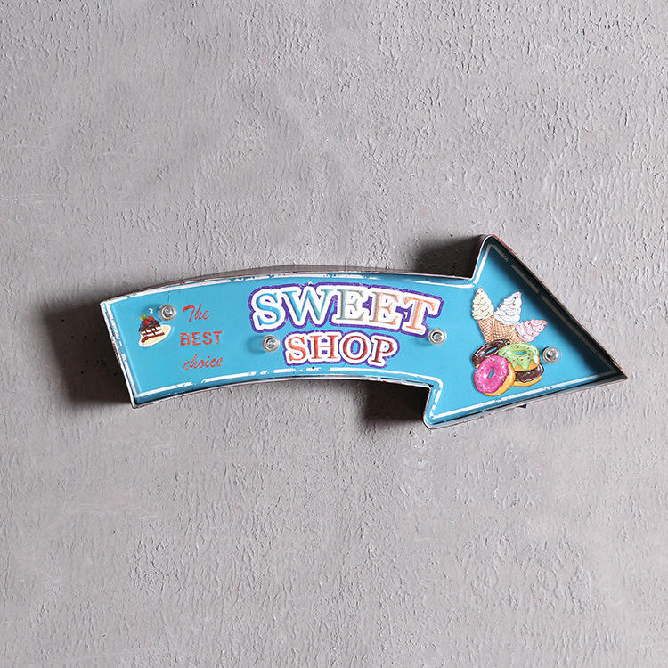 复古铁艺LED灯 家居墙壁装饰壁挂 工艺品 led指示牌SWEET SHOP