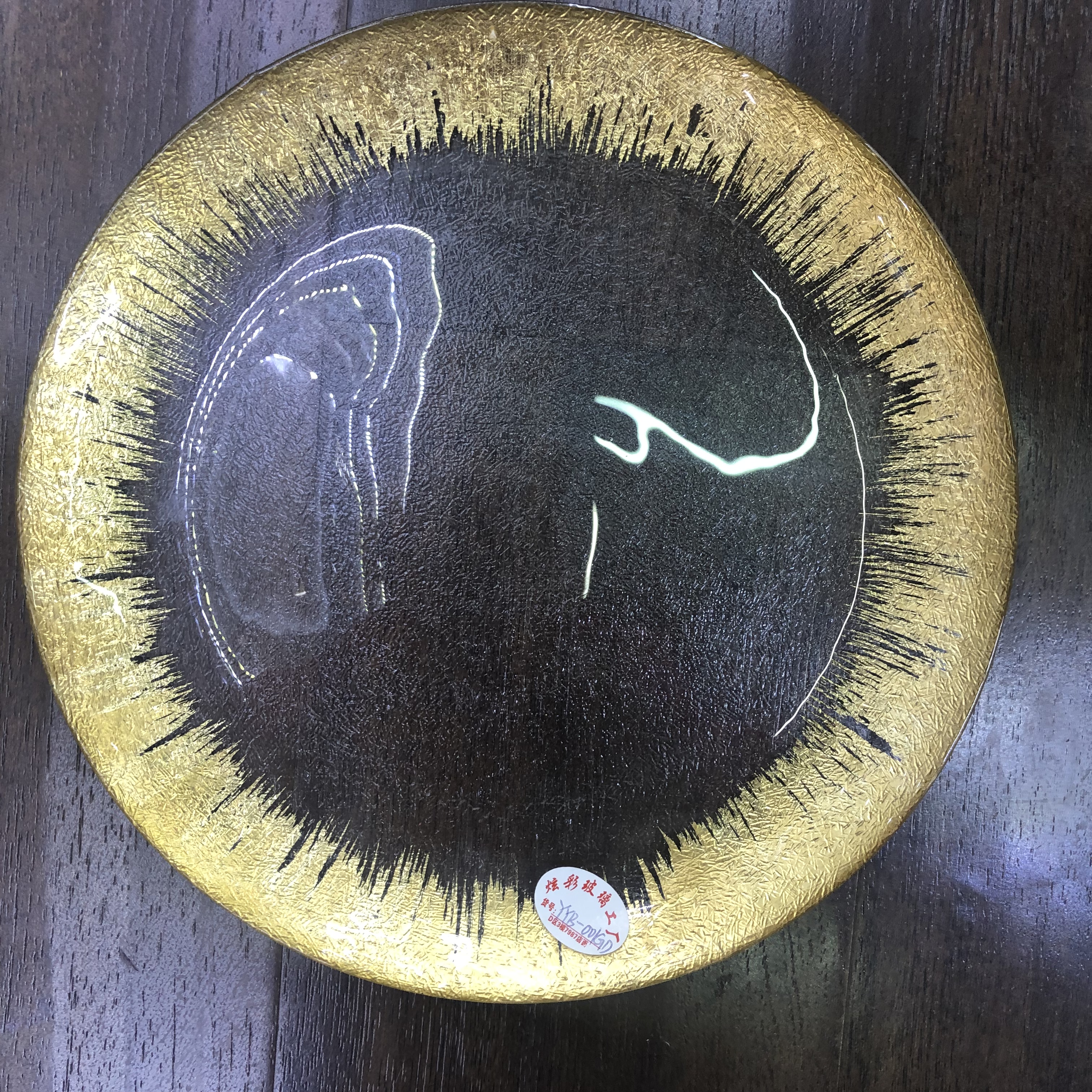 厂家直供 彩色电镀玻璃盘子  主餐盘  玻璃盘