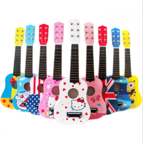21-Inch Cartoon Guitar Wooden Ukulele Children‘s Guitar Toy Early Education Musical Instrument Guitar