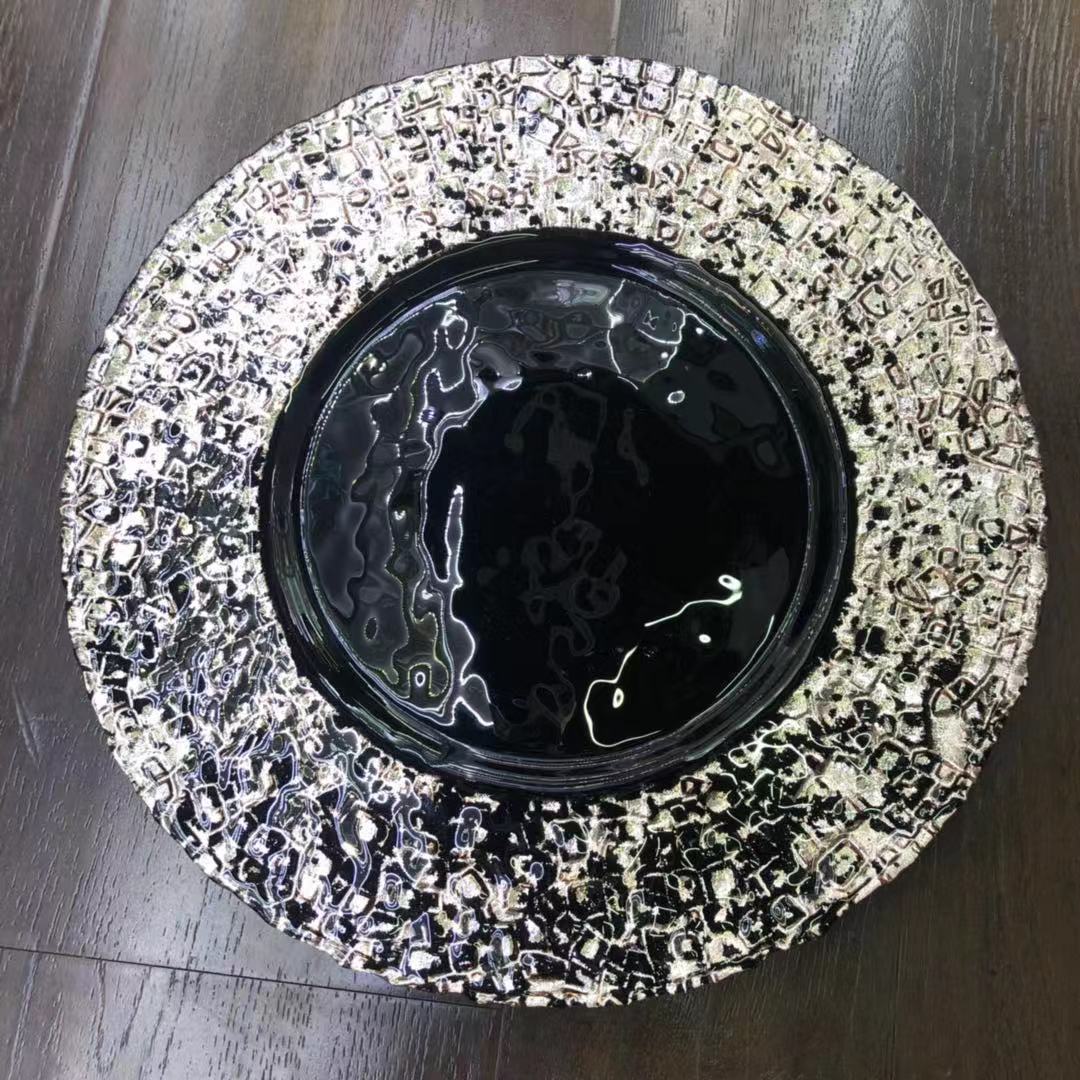 婚庆盘子玻璃盘子金边盘子