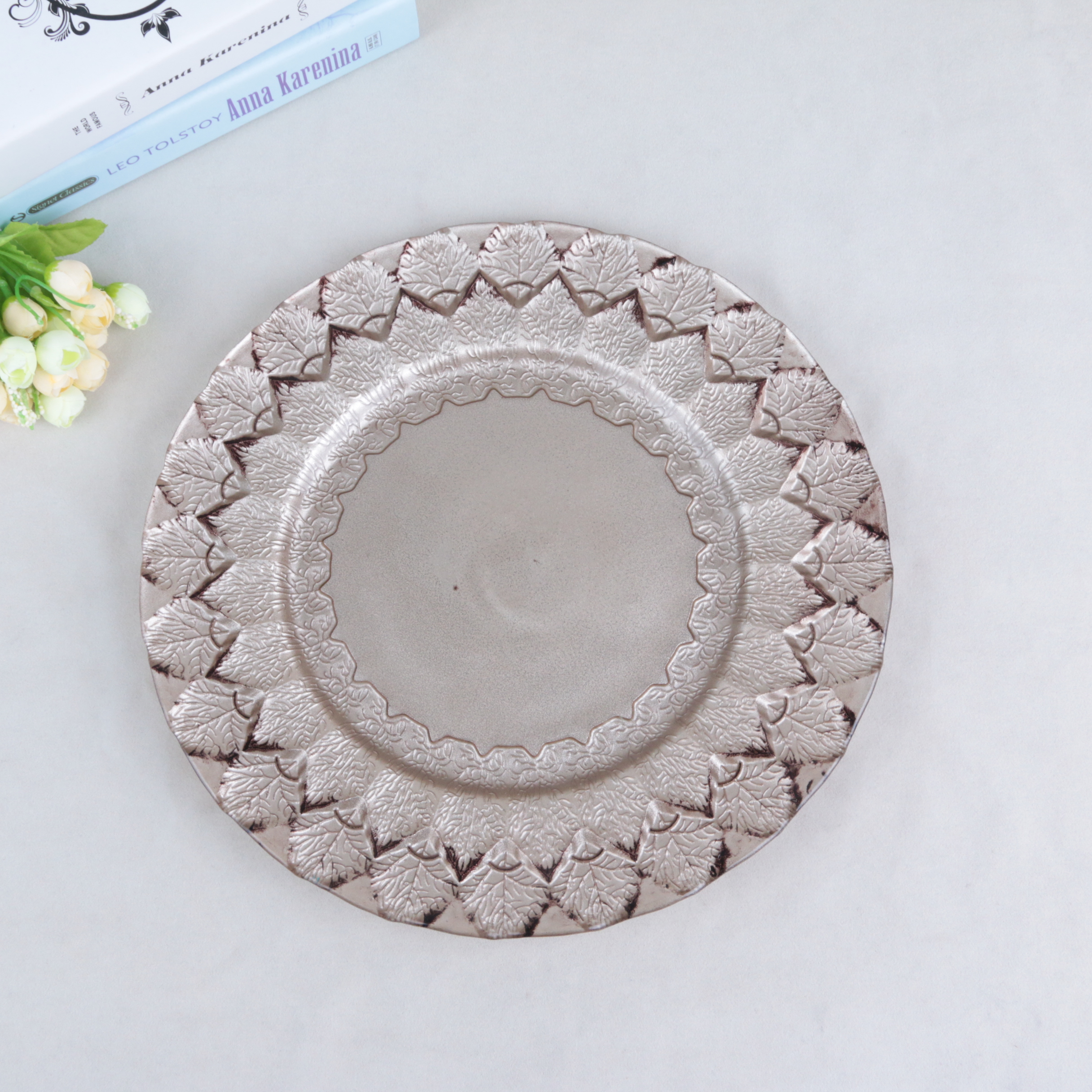 婚庆盘子玻璃盘子金边盘子