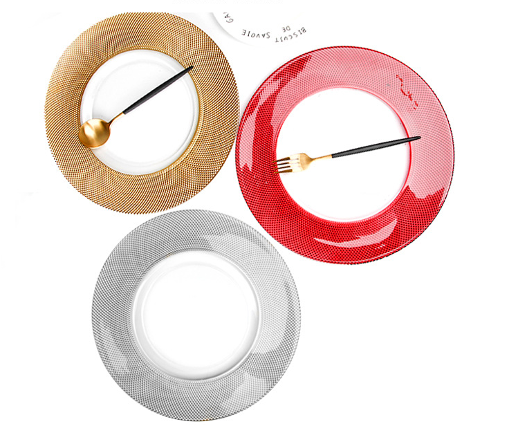 婚庆盘子玻璃盘子金边盘子