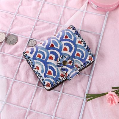 PU Material Digital printing retro wave pattern car Thick line easy to carry a small girl Wallet