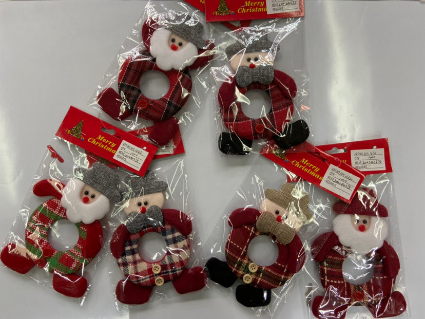 圣诞挂件布艺老人头雪人头鹿头