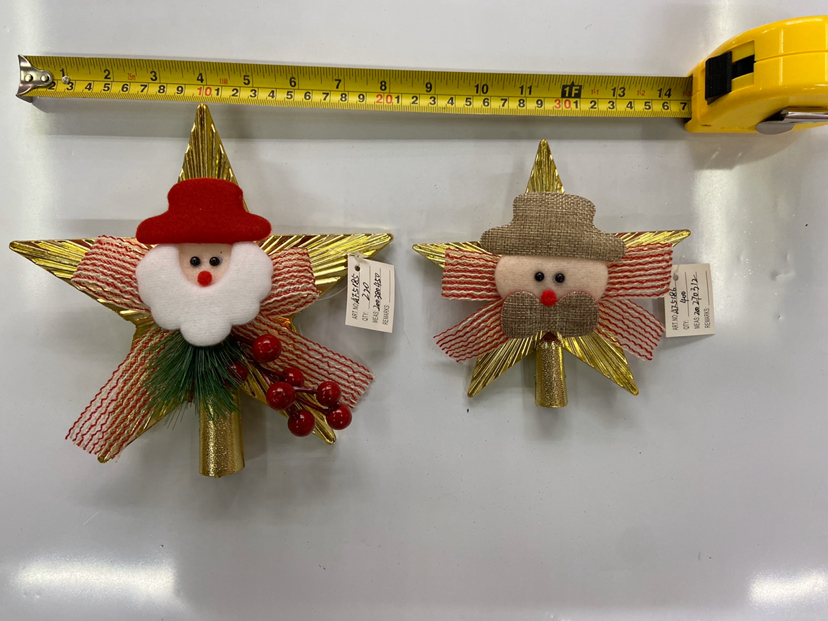 圣诞挂件饰品单面五角星立体五角星粘老人头雪人头工艺品