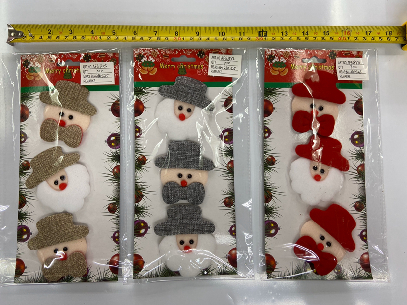 圣诞挂件布艺饰品3个一卡老人头雪人头工艺品