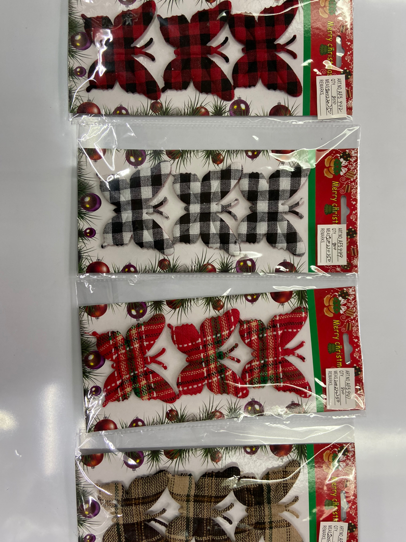 圣诞挂件布艺大蝴蝶结马头鹿挂件饰品装饰