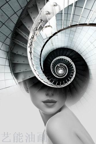 现代简约抽象轻奢风 晶瓷 冰晶 装饰画 九鱼图 手绘油画金色年轮