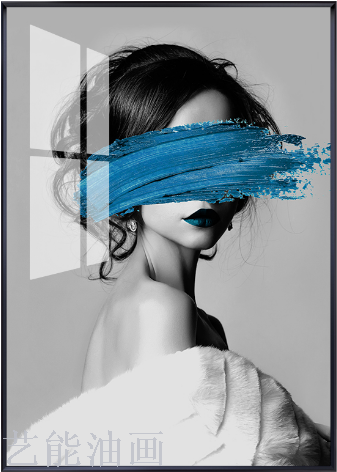 油画轻奢现代沙发背景墙装饰画客厅组合画鹿晶瓷画手工镶钻三联画