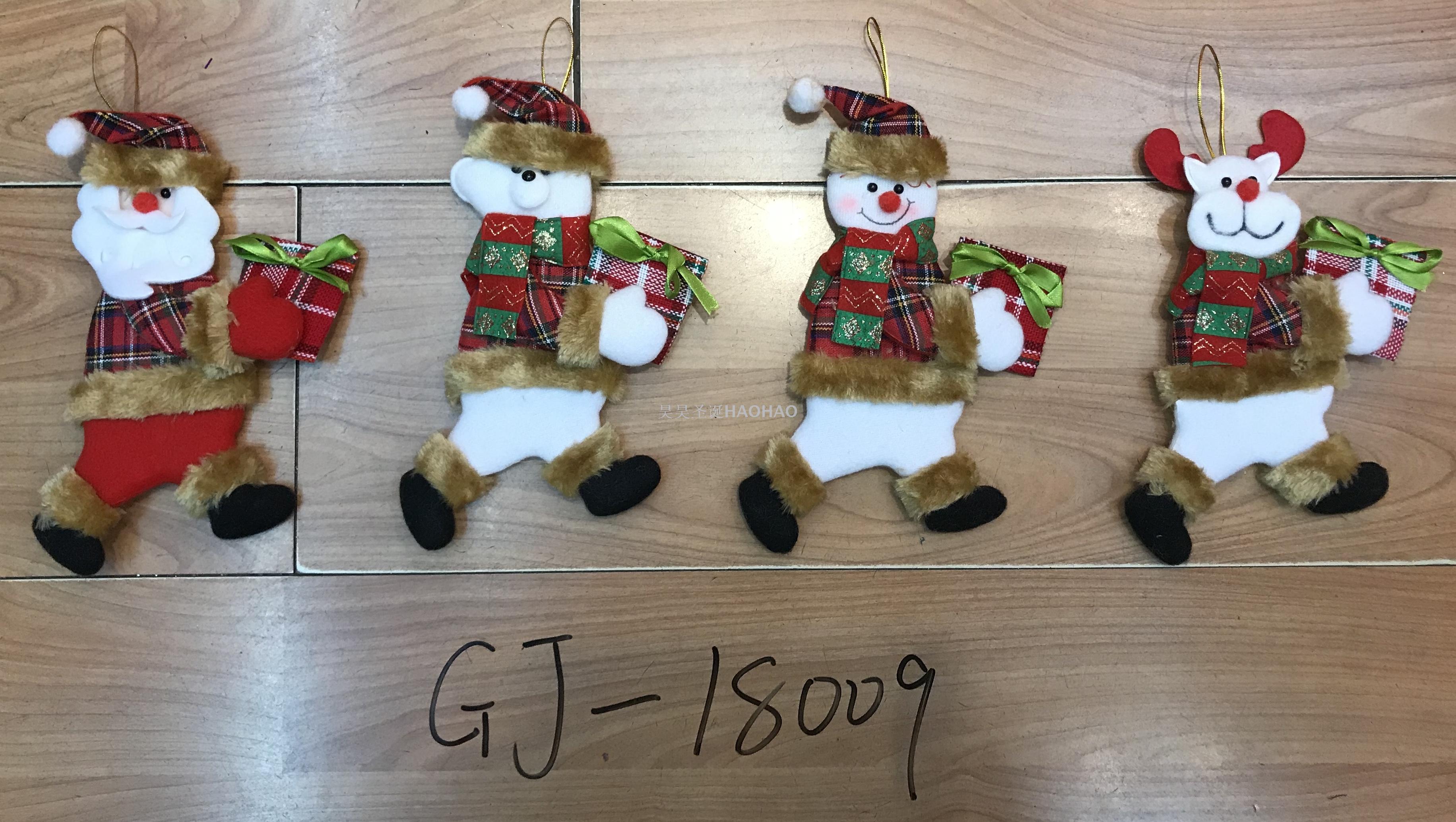 圣诞公仔门把手挂件圣诞老人雪人小鹿卡通圣诞卡通门挂厂家直销