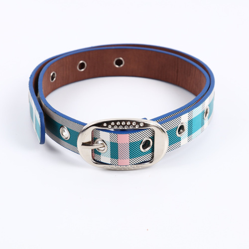 spot wholesale new fashion pin buckle women‘s belt exquisite retro plaid all-match narrow belt belt multi-color optional