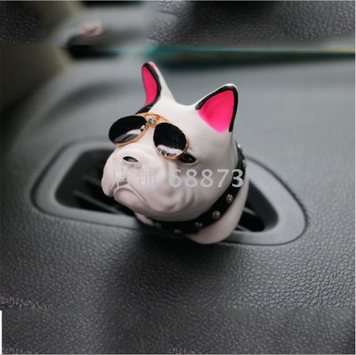 Creative Car Product Automobile Aromatherapy Decoration Fragrant Stone Dog Year Gift Bucket dog Head Car Air Outlet Perfume Clip 