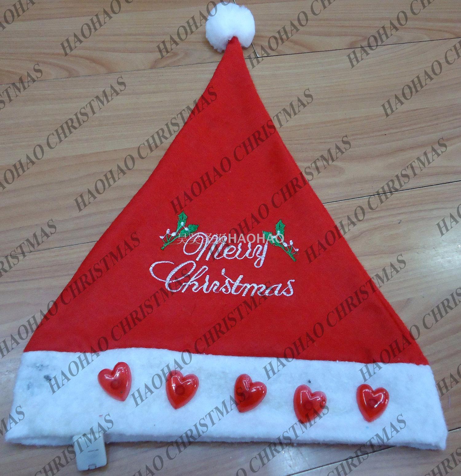 圣诞帽大红绣花电子帽圣诞派对用品电子配件多款绣花多样各国文字