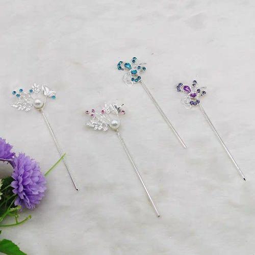 color retaining imitation silver hairpin， pack of 12 mixed colors