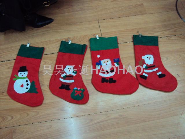 圣诞袜绿口贴花袜子热销礼物袋圣诞树挂件装饰袜创意圣诞礼物