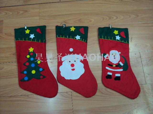 圣诞袜绿口手工贴花袜子热销礼物袋圣诞树挂件装饰袜创意圣诞礼物