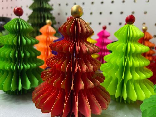 Factory Wholesale New Honeycomb Paper Christmas Tree Party Window Christmas Decoration Handmade Honeycomb Christmas Tree