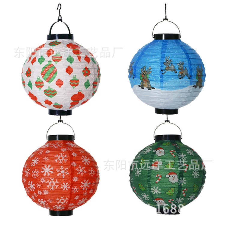 厂家批发 圣诞节灯笼led 发光折叠聚会派对挂饰圣诞节装饰纸灯笼