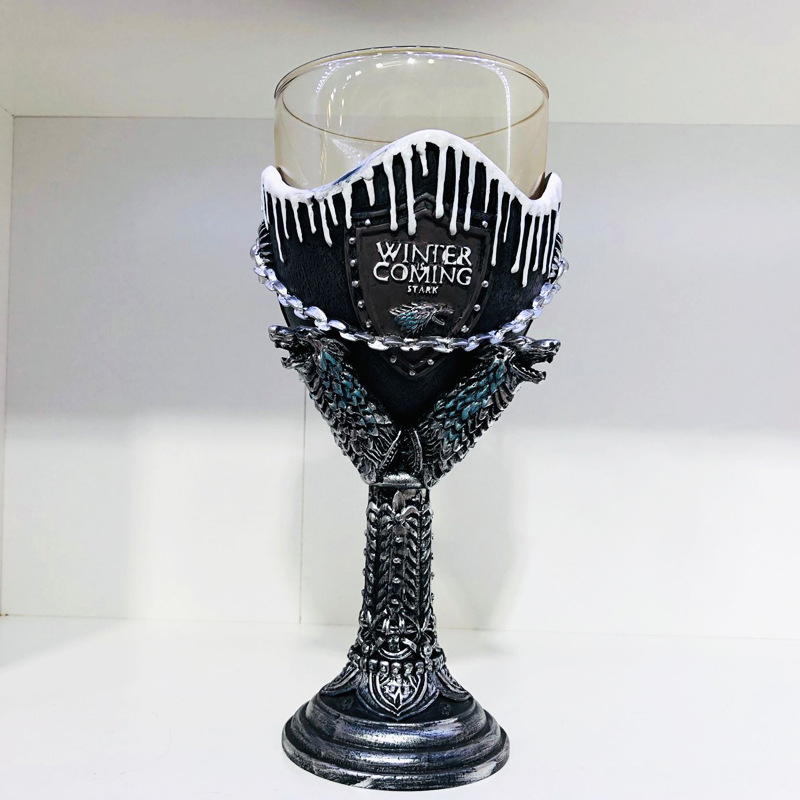 冰与火之歌 权利的游戏大号融雪高脚玻璃杯D立体雕刻凛冬将至杯