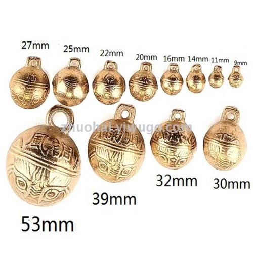 Brass Pure Copper Tiger Head Bell 11mm Safe and Sound All Year round Pet Supplies Accessories