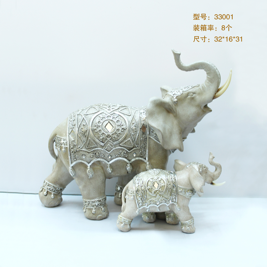 创意母子象树脂摆件 客厅玄关酒柜电视柜装饰摆件 商务工艺礼品