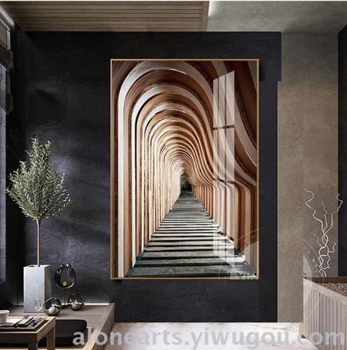 Hotel Model Room Hanging Painting Niche Decorative Painting Geometric Space Abstract Architectural Mural Hallway Painting Oil Painting