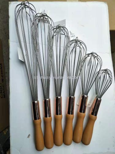 2.2 eight-line wooden handle rose gold wooden handle egg beater manual egg beater mixer