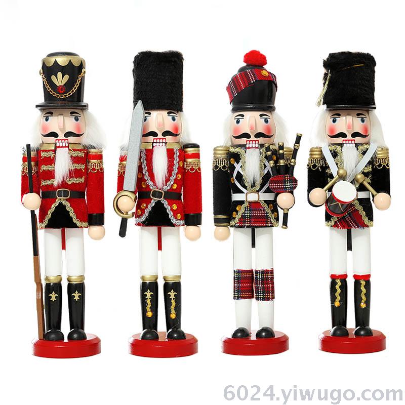 厂家直销圣诞装饰品木质胡桃夹子木偶桌面装饰摆件30CM包布款