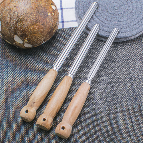 stainless steel opener coconut knife wooden handle opener coconut punch tool manufacturer fruit knife kitchen tool