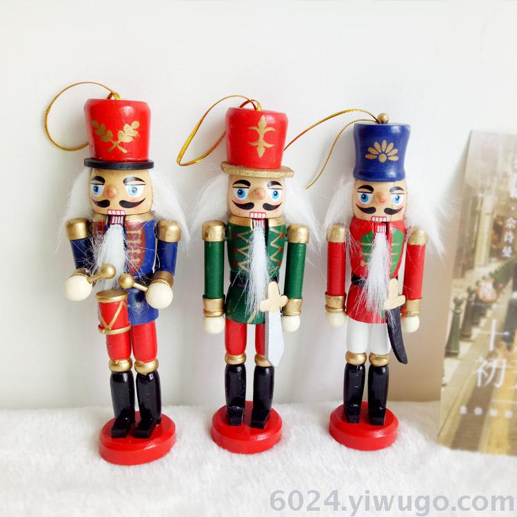 15cm 套三胡桃夹子木质木偶桌面装饰摆件套三款