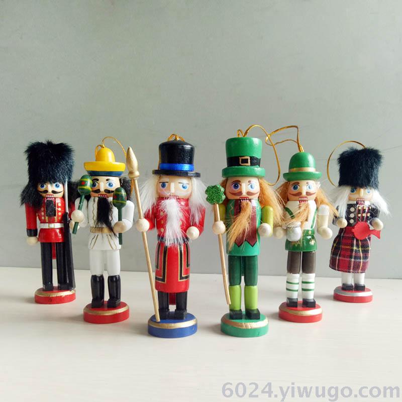 圣诞装饰品12.5CM套6盒装各国胡桃夹子桌面装饰摆件
