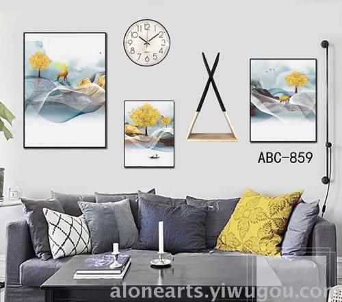 creative clock combined mural modern minimalist living room wall decorative painting sofa background wall nordic wall hanging painting