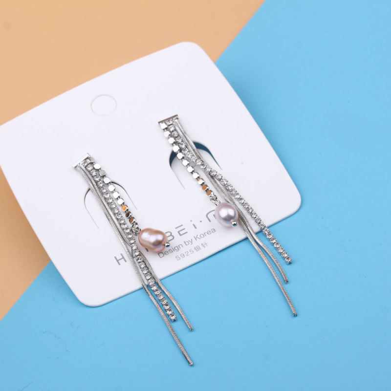 Pudding Station Boutique, trendy and popular long tassel pearl stud earrings, feminine charm earrings, and exaggerated and unique earrings pic 29