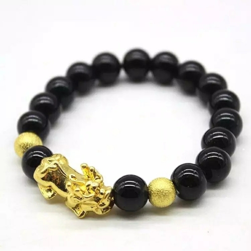 Imitation Obsidian Golden Balls Pixiu Bracelet Pi Xiu Bracelet