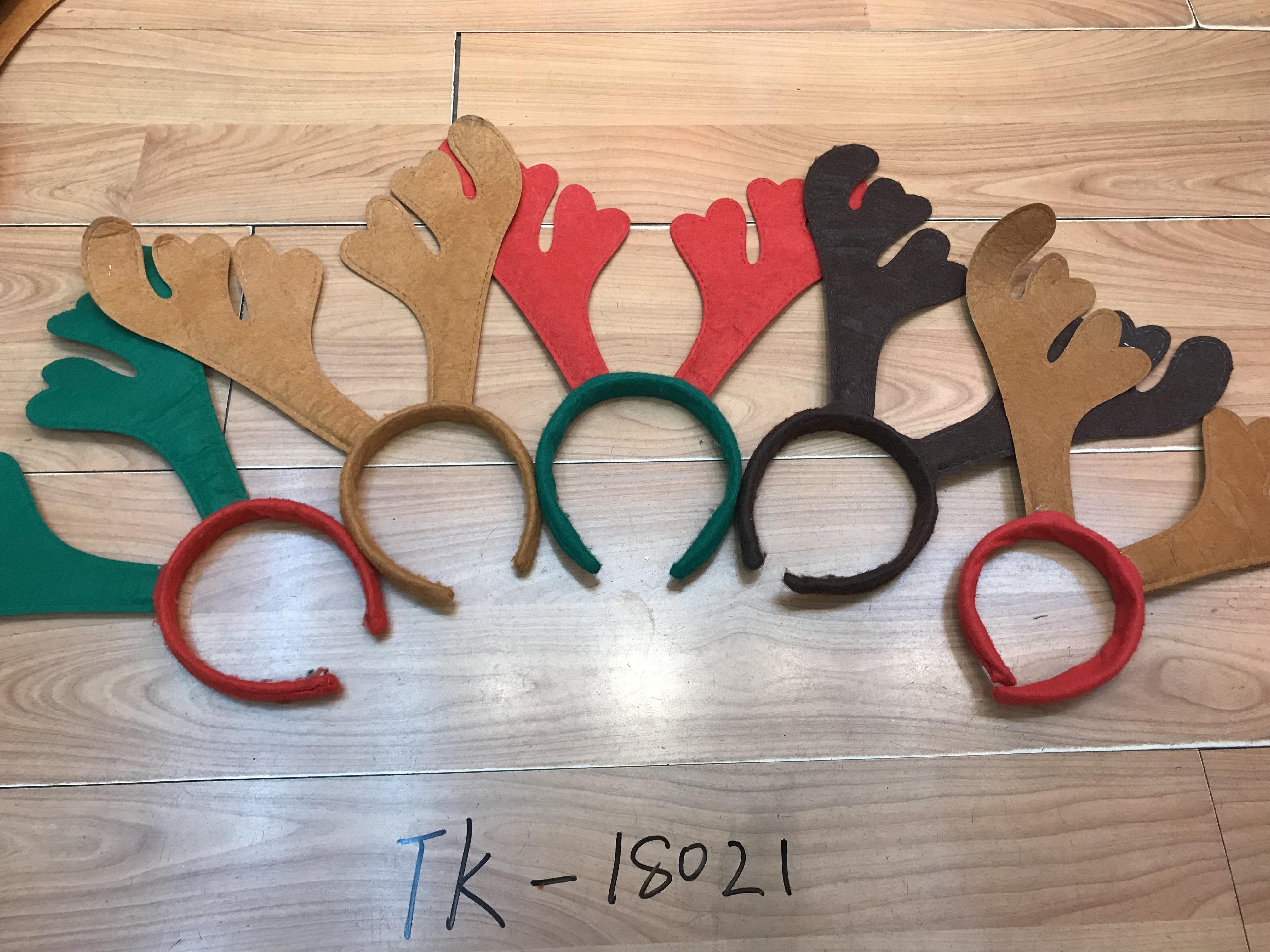 圣诞无纺布鹿角头扣带铃铛带耳朵头扣热销普通鹿角厂家直销