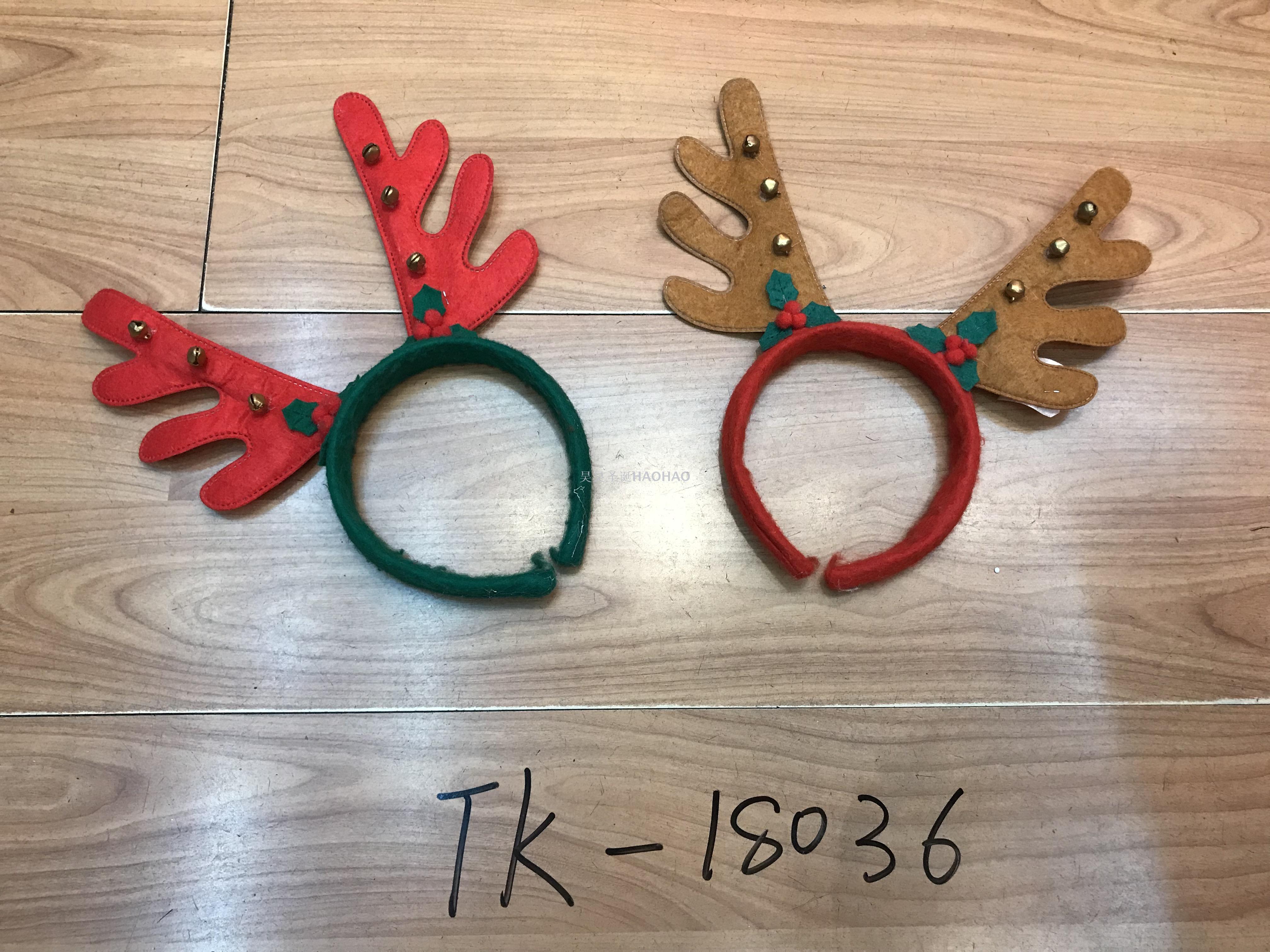 圣诞无纺布鹿角头扣带铃铛带耳朵头扣热销普通鹿角厂家直销