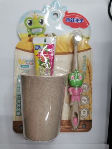 Frog Prince Children‘s Wheat Grain Soft Silk Set Toothbrush 