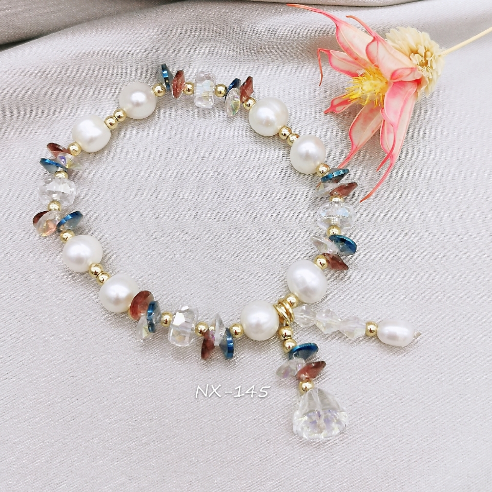 天然淡水珍珠手链 带小铃铛吊坠手串 送女友 闺蜜礼物