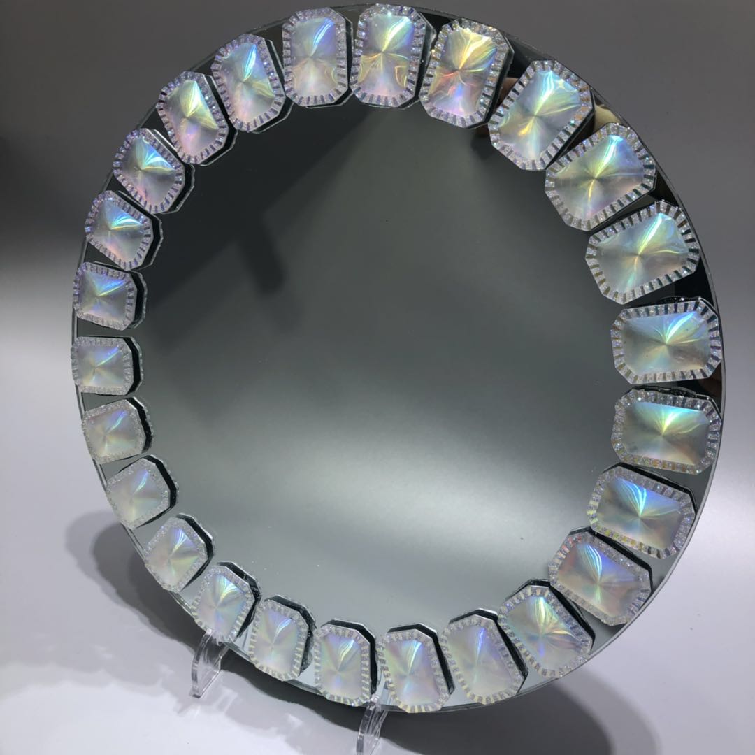 厂家热销批发秋叶纹电镀玻璃餐盘 水果盘 牛排垫盘