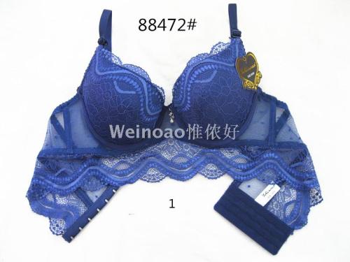Cross-Border European Size with Steel Ring Lace Comfortable Sexy Hand-Shaped Six-Breasted Bra