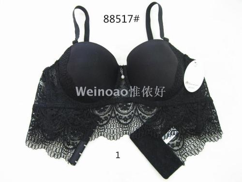 Cross-Border European Size with Steel Ring Lace Comfortable Sexy Six Breasted Bra