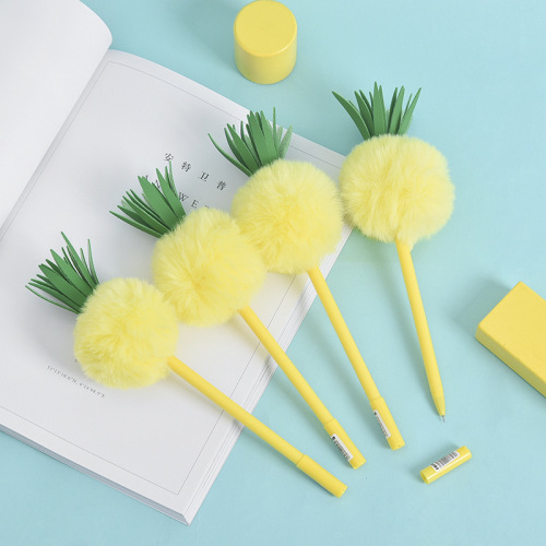 new zhongfan zf2056 pineapple plastic gel pen custom hair ball shape creative pen stationery wholesale