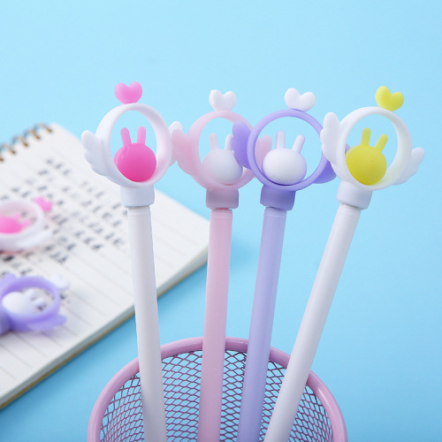 Korean Cartoon Silicone Gel Pen Creative Fairy Soft Glue Spring Pen Student Writing Implement Factory Wholesale