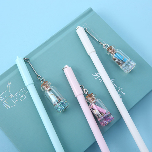 New Korean Style Zf2053 Creative Drift Bottle Pendant Gel Pen Student Pendant Signature Pen Factory Customization
